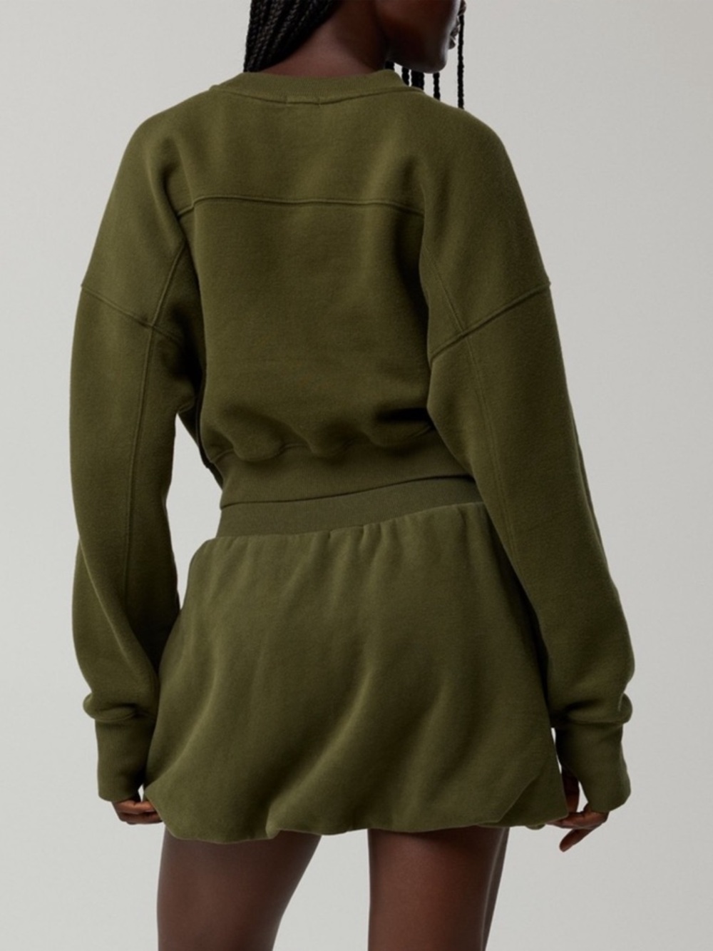 OFFLINE aerie Cloud Fleece Bubble Skort in Military Green Sz Med SUPER SOFT NWT - Picture 3 of 6